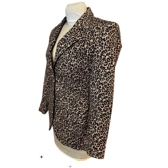 Newport News Leopard Cheetah Blazer Sz. 8 Stretch Vintage - Picture 3 of 9